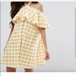 ASOS curve halter dress in gingham  size 16